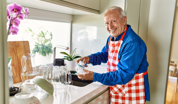 Satisfied man after having his residential plumbing repaired